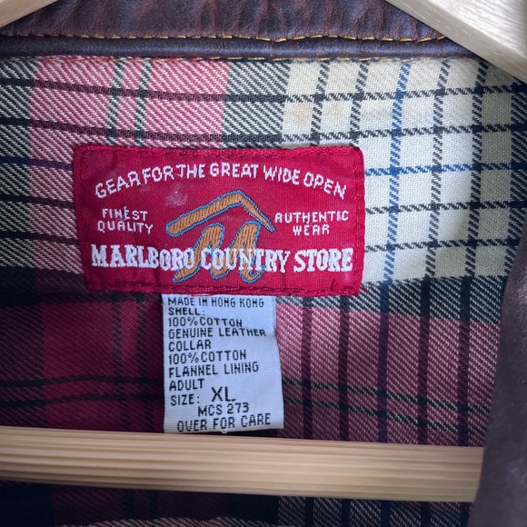 Vintage Marlboro Men’s Denim Jacket XL Leather Collar Rare 90s Western Workwear - Picture 3 of 9